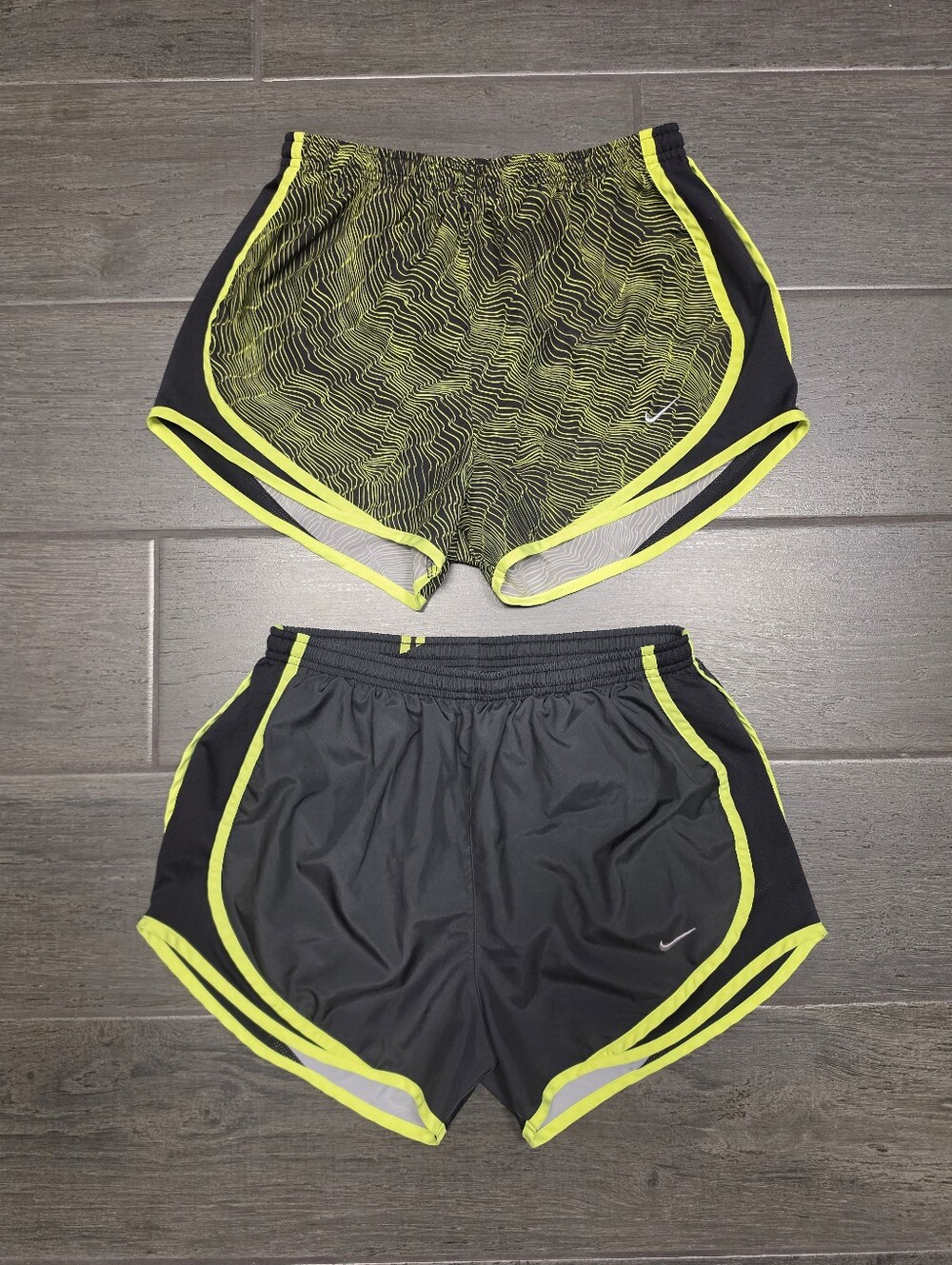 NIKE Dri-FIT Tempo Running Shorts Bundle - Set of 2 (Volt Neon Graphic & Print)
